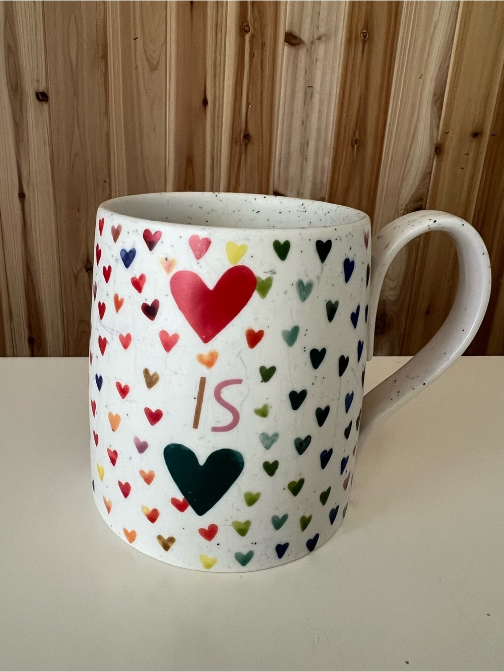 Anthropologie Love is Love Rainbow Heart Mug